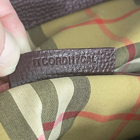 BURBERRY Mahogany Red Pebbled Leather House Check Medium Banner Tote Bag! - Picture 12 of 13